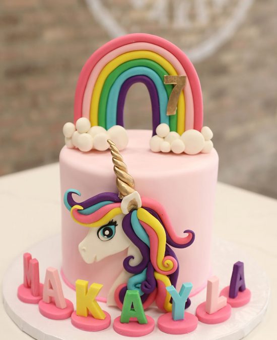 Unicorn And Rainbow 7TH Birthday Cake