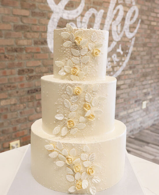 Luxury Wedding Cakes NJ: Custom Designs From The Best Bakery 6 Buttercream iced wedding Cake With flower the applique 1