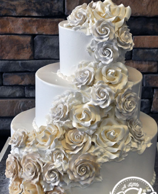 A93 – Elegant Colored Flower Buttercream Wedding Cake