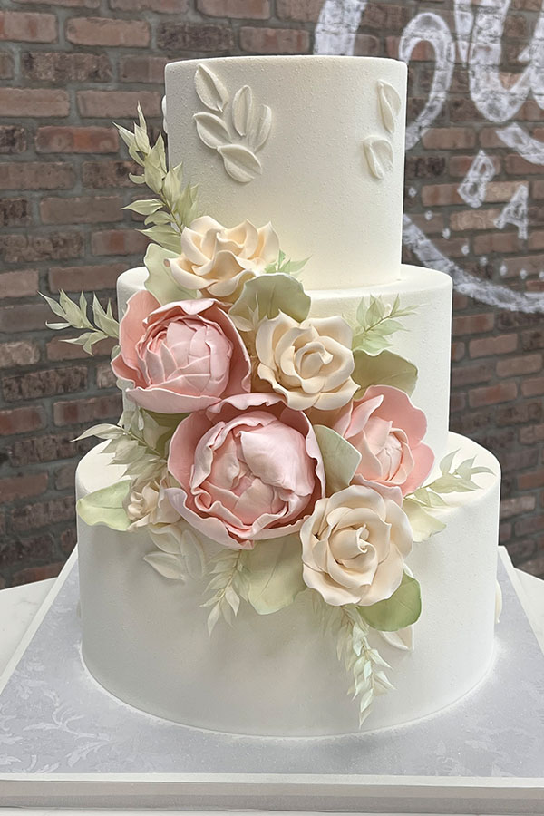 Blushing Garden Wedding Cake