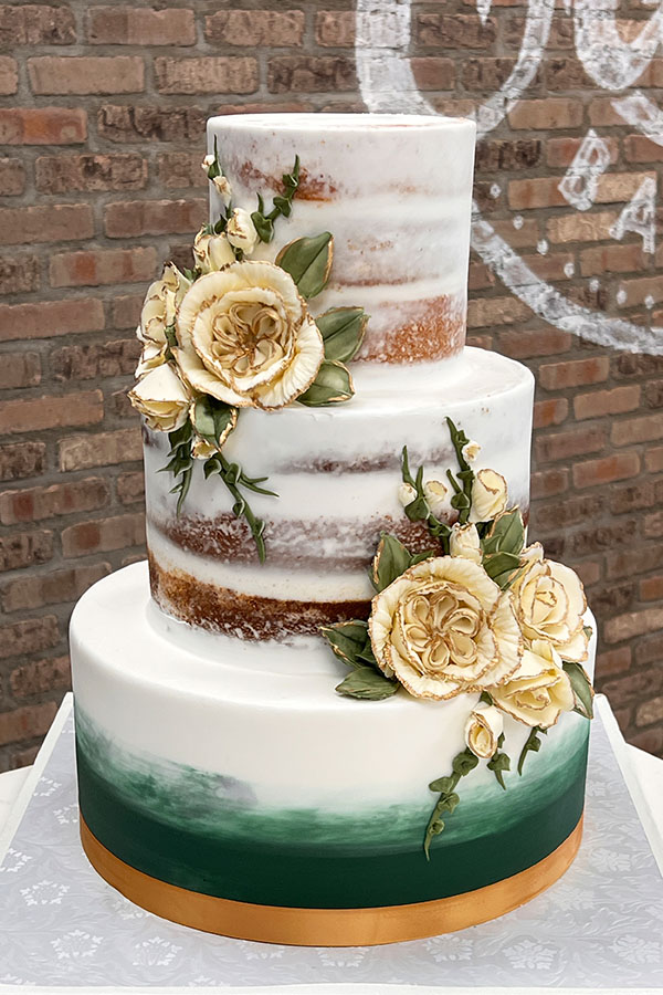 Naked & Watercolor Wedding Cake