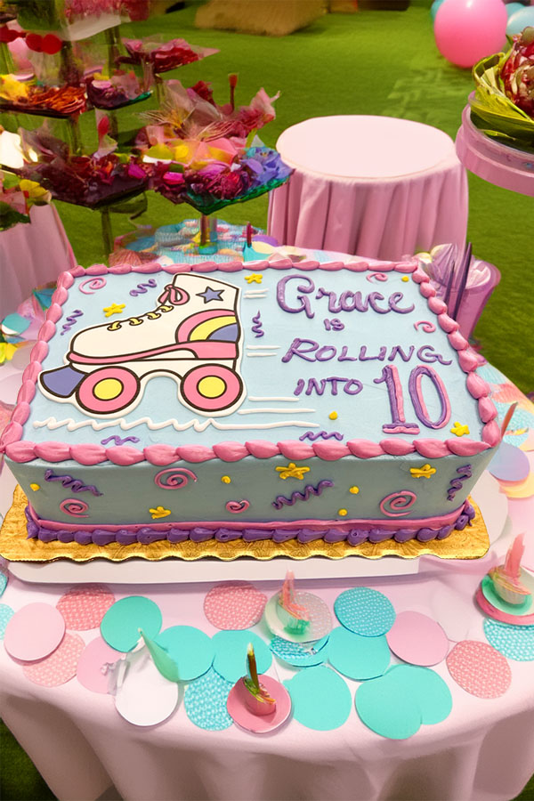 Roller Skating Themed Sheet Cake