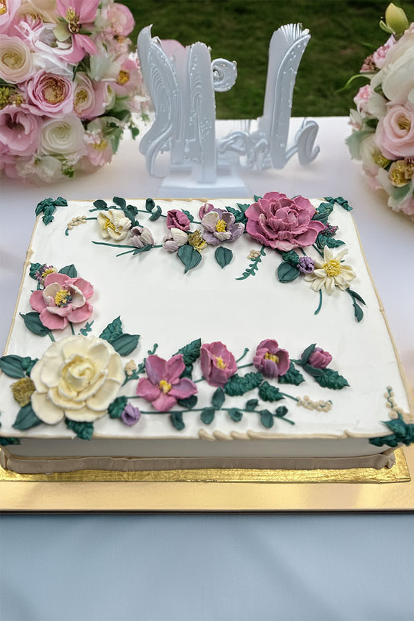 Sheet Cake With Sculpted Flowers