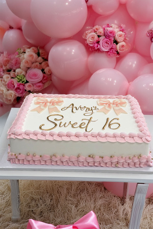 Sweet Sixteen Bow Sheet Cake