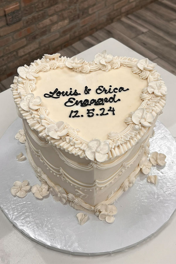 Vintage Floral Engagement Cake